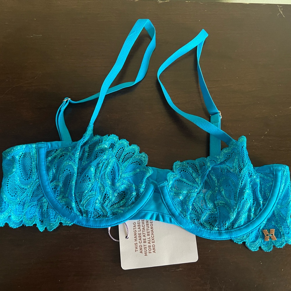 Blue lace bra